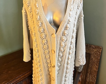 Vintage 1990’s Long Tan Sweater, Size Small