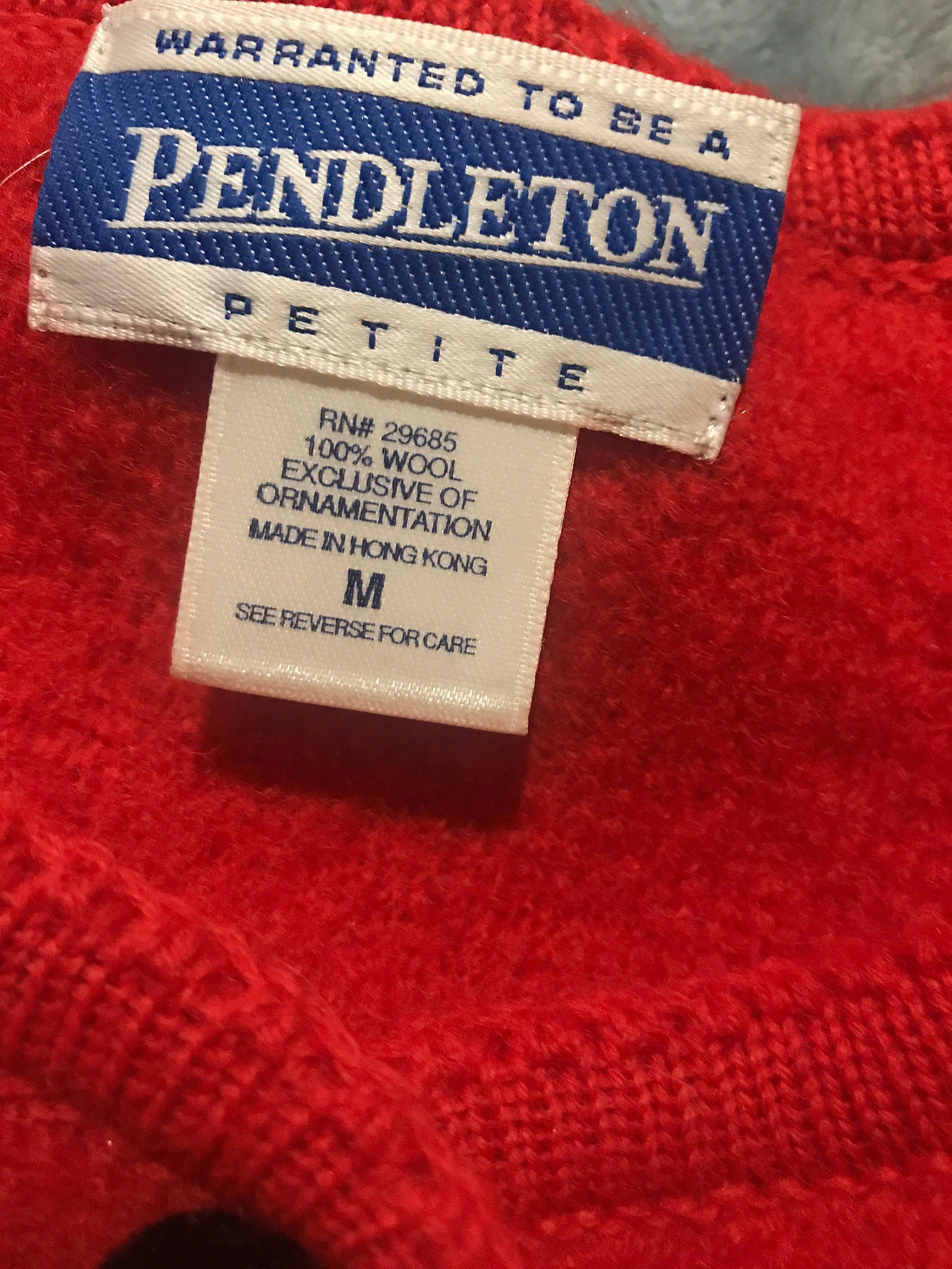 Vintage Pendleton Red Wool Sweater. Women’s Pendleton Wool Sweater. Red ...