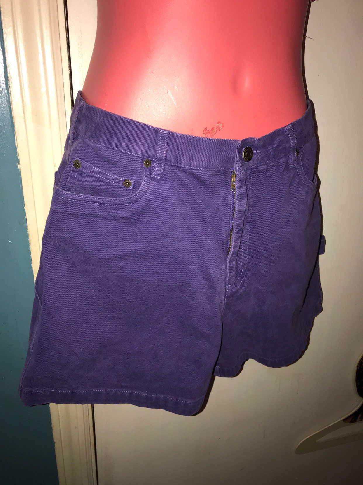 Vintage Purple Jean Shorts. 90's Purple Jean Shorts. Dark Purple Shorts. Newport News Shorts