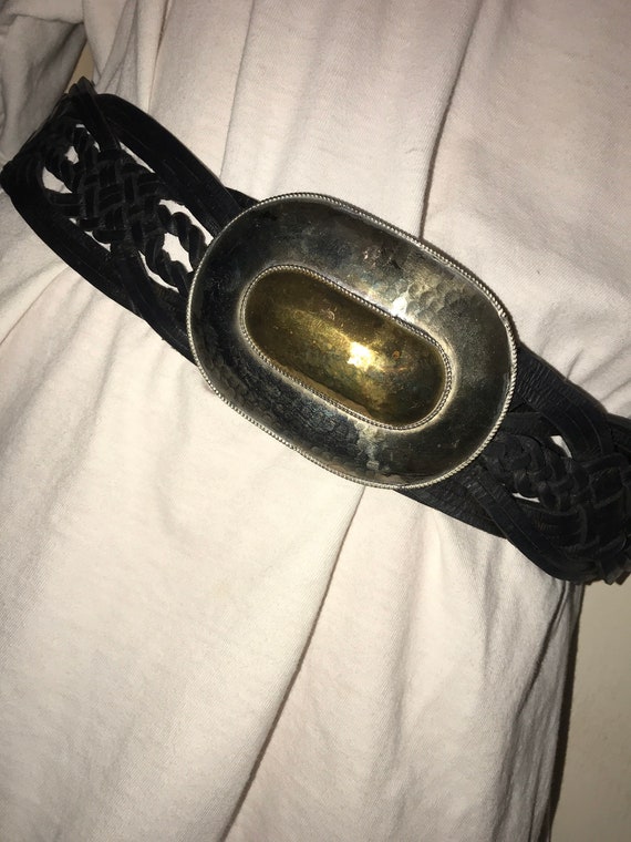 Vintage Chico’s Braided Leather Belt. 1980’s Wide 