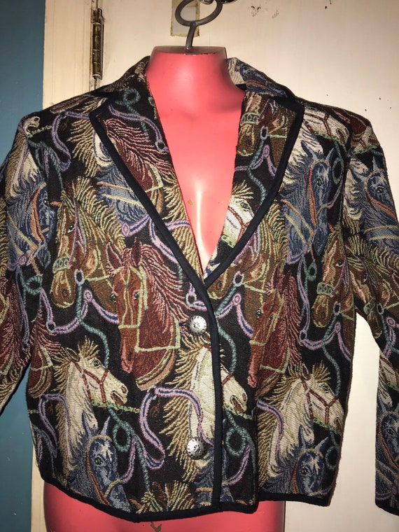 Vintage Southwestern Horse Tapestry Jacket. Southw