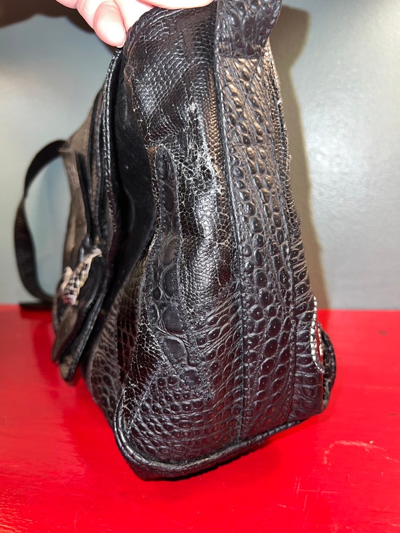 Vintage 1980’s Black Leather Patchwork Purse - image 8