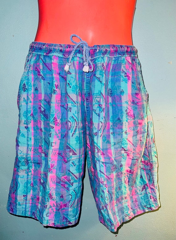 Vintage 1990’s Long Shorts. Bright Colored Shorts,