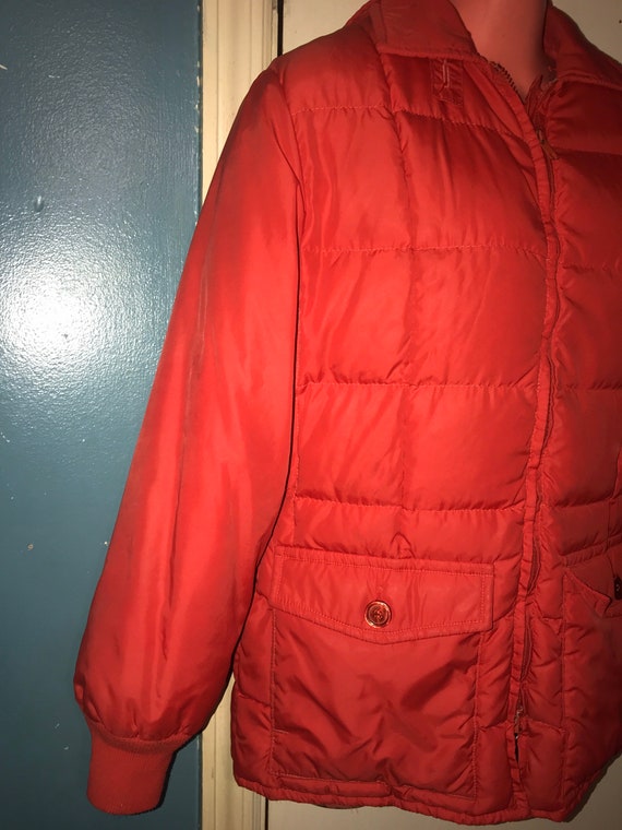 Vintage 80s Eddie Bauer Red Puffy Coat. Goose Down Red Puffy Coat