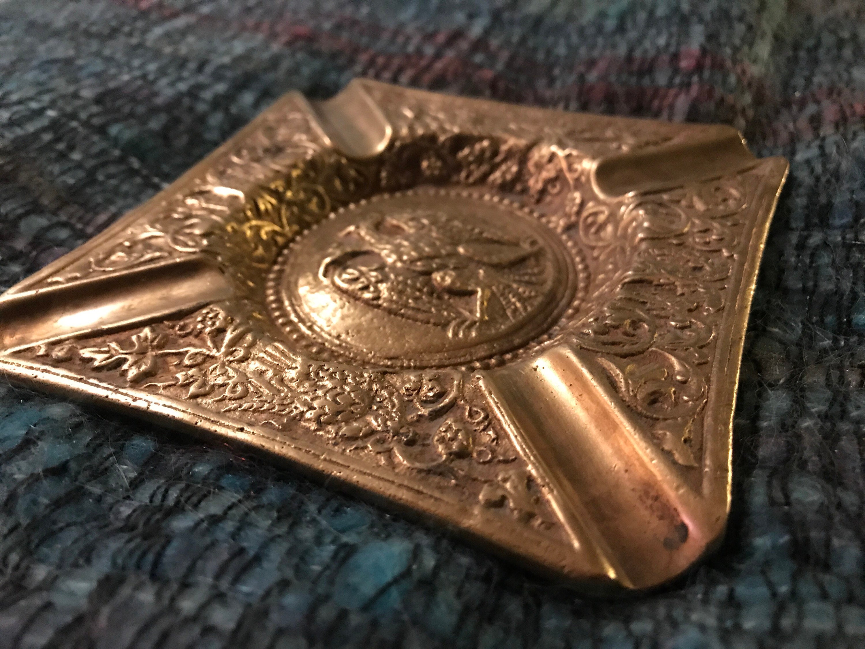 Vintage Brass Ashtray. Brass Ashtray. Intricate Brass Ashtray