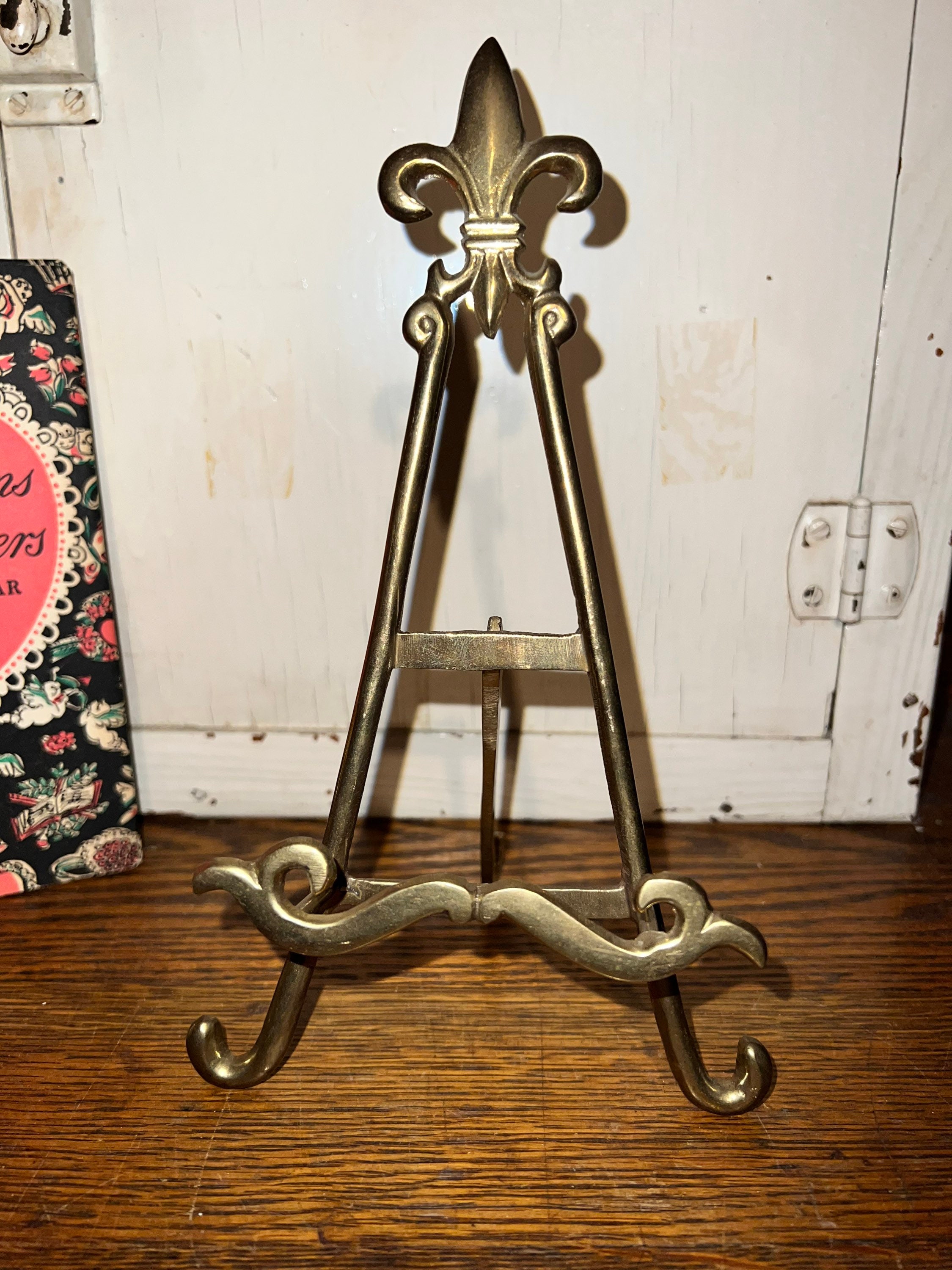 Vintage Brass Photo Easel--Small Brass Photo Easel--Tabletop Easel