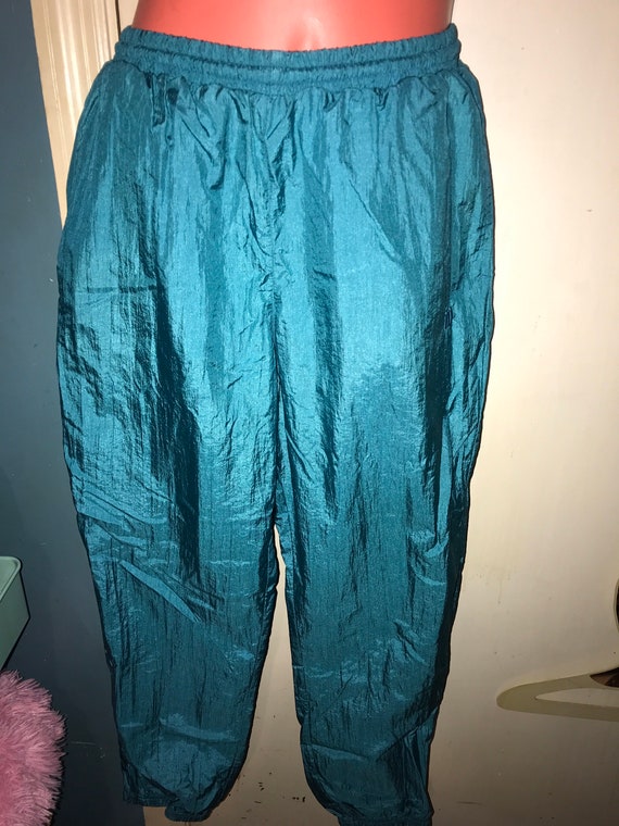 Vintage Windbreaker Pants. Turquoise Blue Windbrea