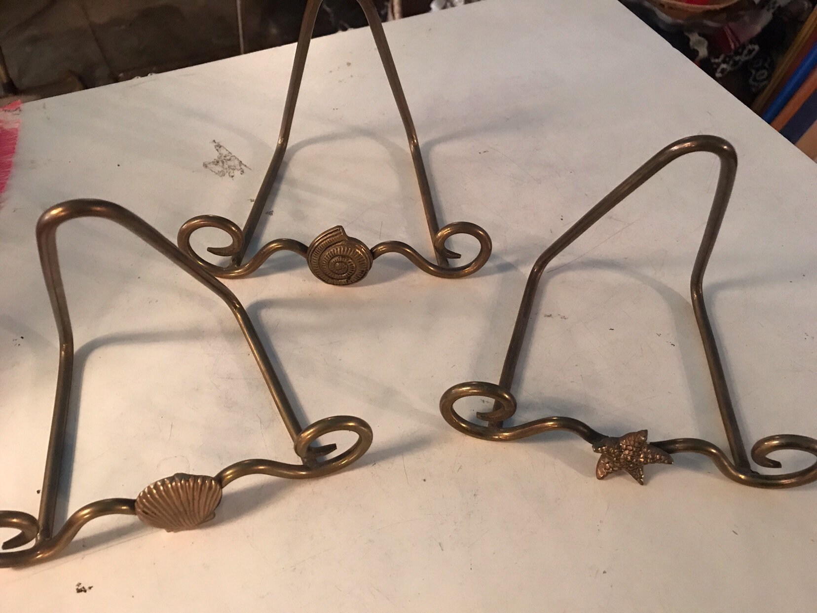 Vintage Brass Easel. Set of Three Brass Easels. MCM Brass Tabletop