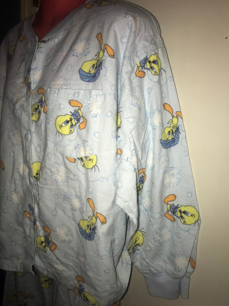 Tweety Bird Looney Tunes Flannel Pajamas 1990/'s Sleepy Tweety Bird Looney Tunes Pajamas Size LargeX-Large Vintage Looney Tunes Pajamas