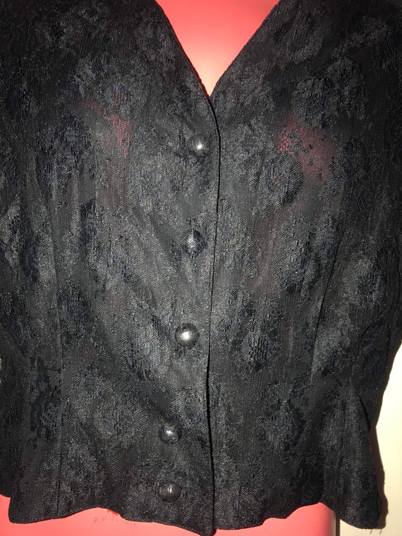 Vintage Black Lace Chaus Blouse. 90's Black Lace … - image 4