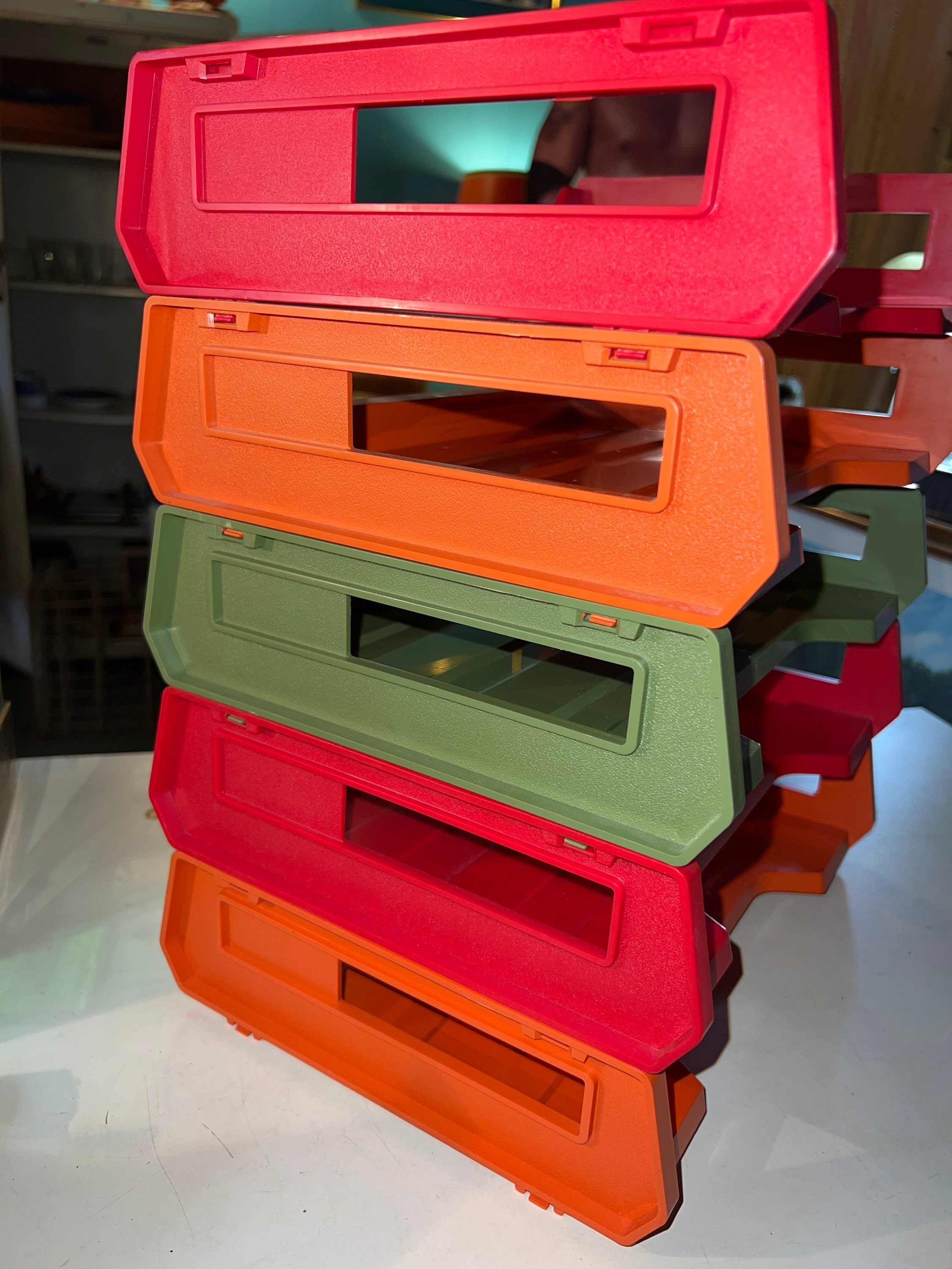 Vintage Plastic Office Trays. Rogers Primary Colors Stakette Plastic Desk Trays Set of Five