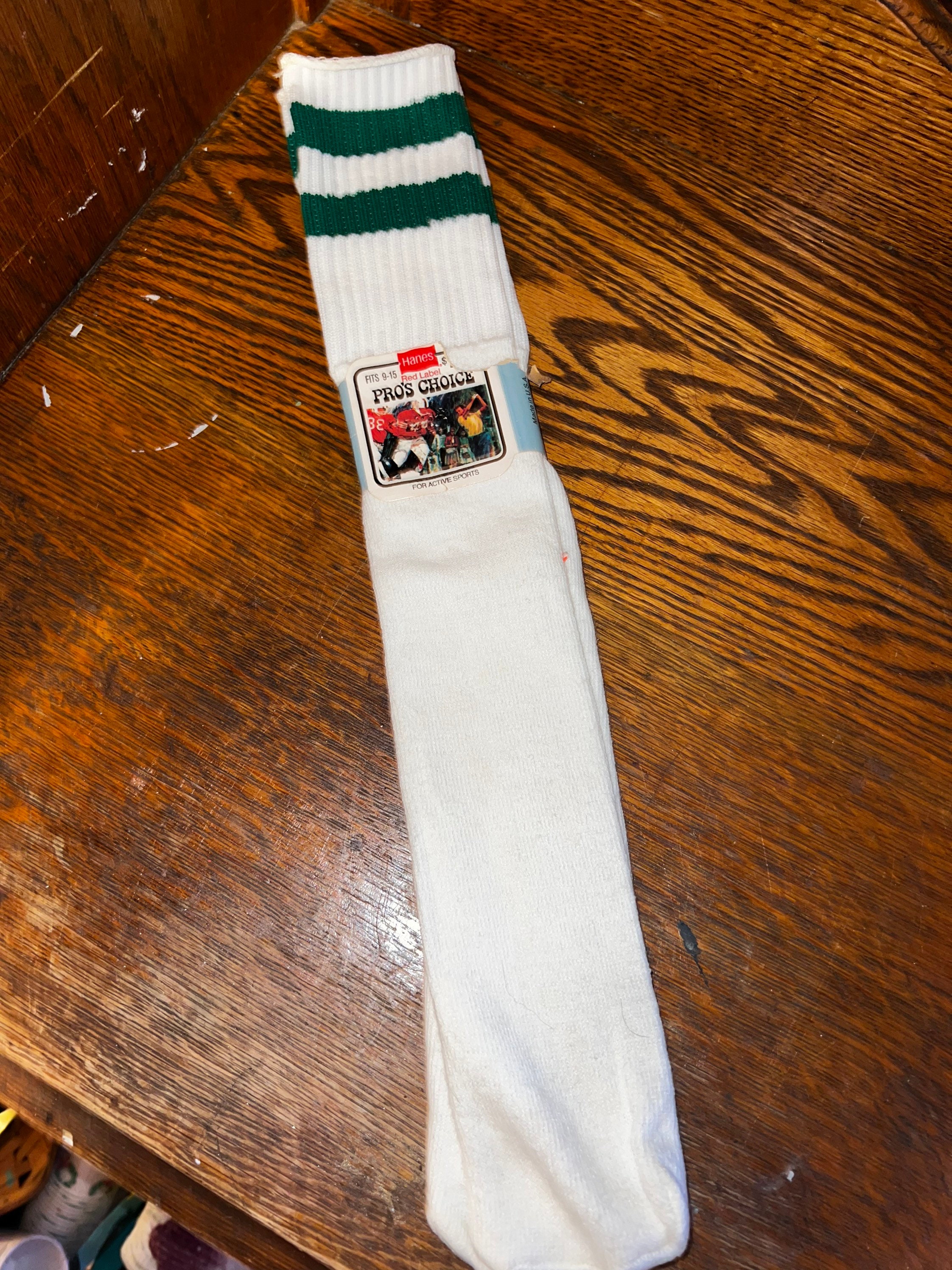 Vintage NIP Tube Socks. Green and White Tube Socks. One New Pair of
