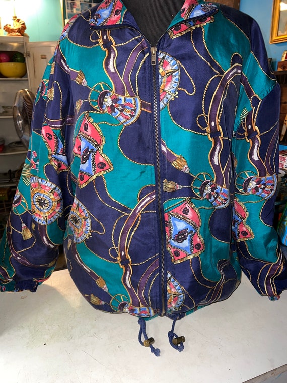 Beautiful Vintage  1980’s Silk Jacket, For A Brisk Night On The Yacht. Costume Design, Movie Costume, Size Large