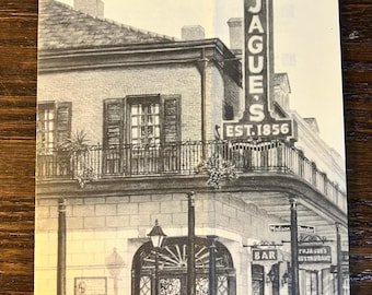 Vintage 1980’s Tujague’s Paper Restaurant Menu