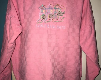 Vintage 80's Pink San Francisco Sweatshirt. Women's Ocean Pacific San Francisco Sweatshirt. Cute Souvenir Sweatshirt.Size Large