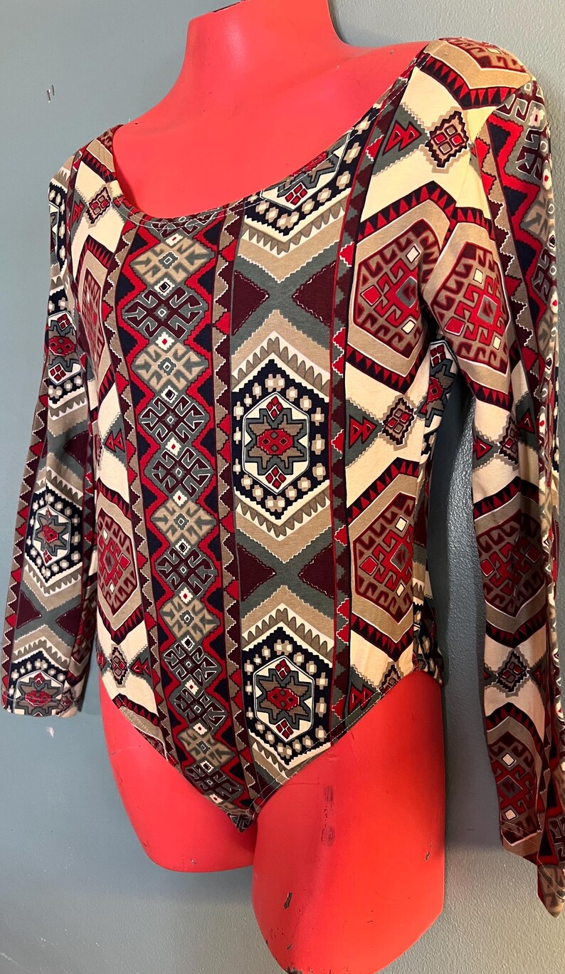 Vintage 1990's Abstract Design Bodysuit, Size Large 画像 3