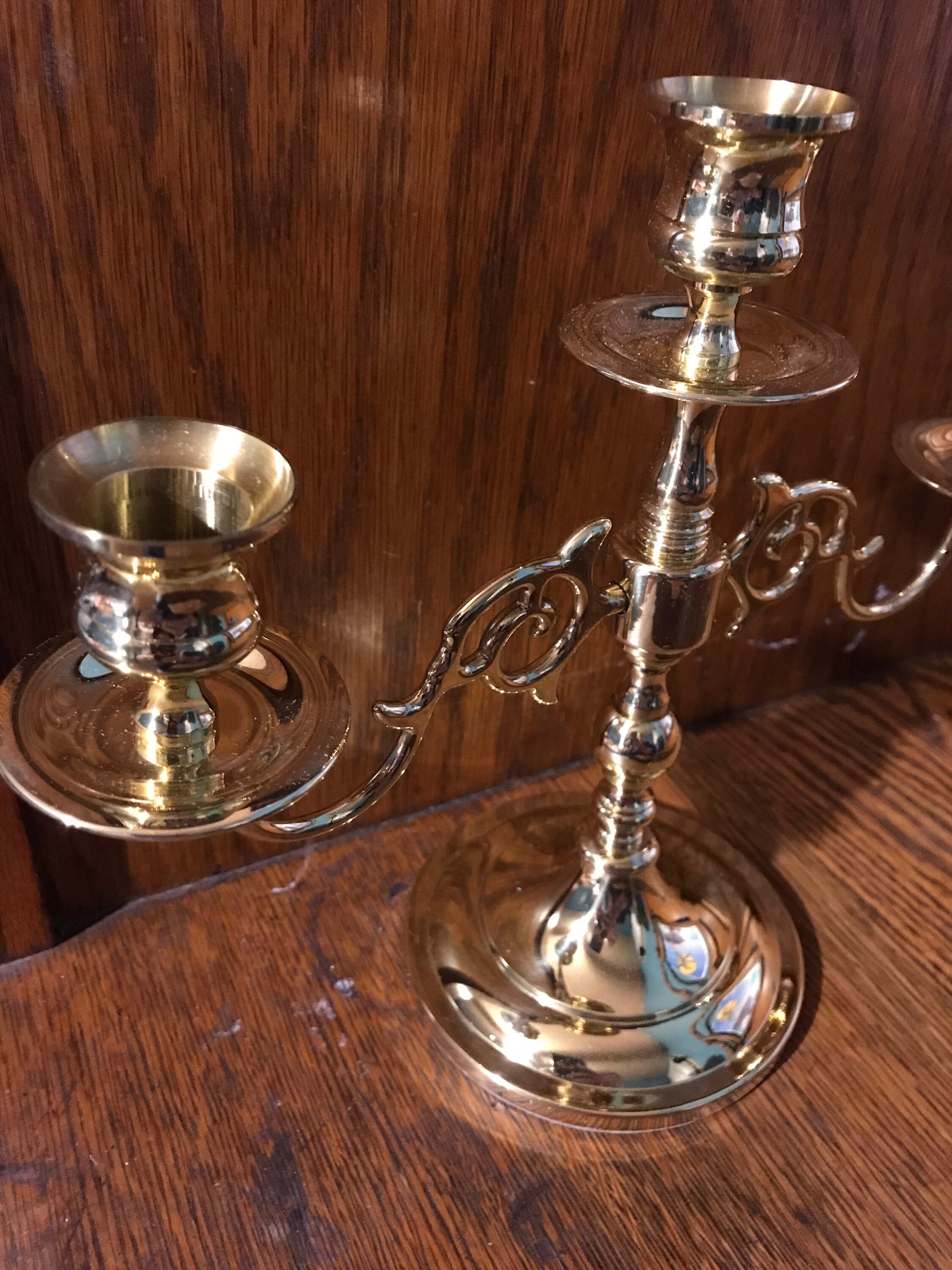 Vintage Baldwin Brass Candelabra. Vintage Brass Three Arm Candelabra
