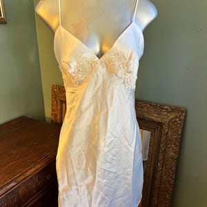 Vintage White Victoria&#39;s Secret Satin and Lace Nightie, Size Medium.