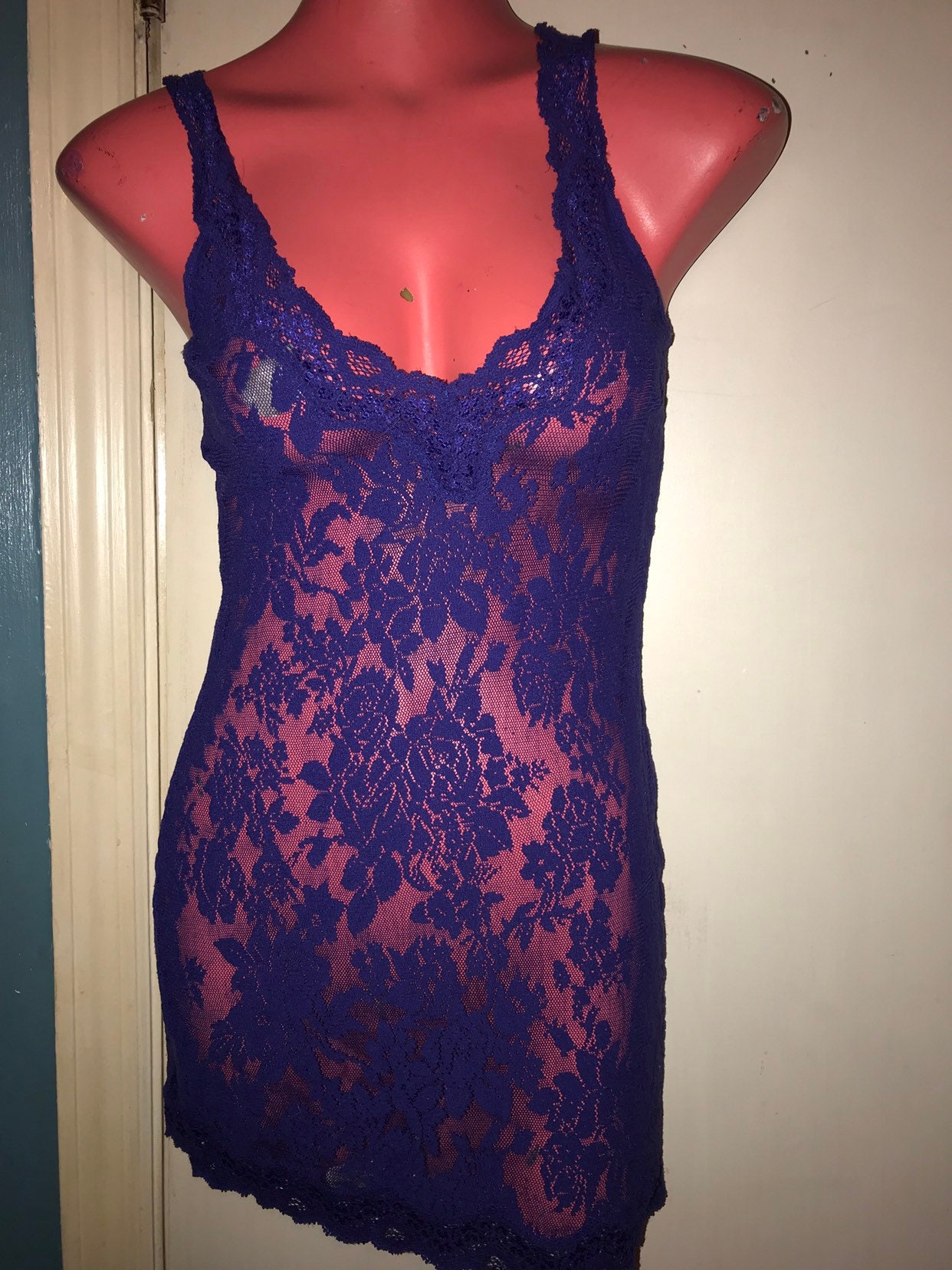 Vintage Victorias Secret Lingerie. Victorias Secret Purple Lace Dress Slip  Nightie. Purple Lace Lingerie. Ladies Lingerie. Size Small