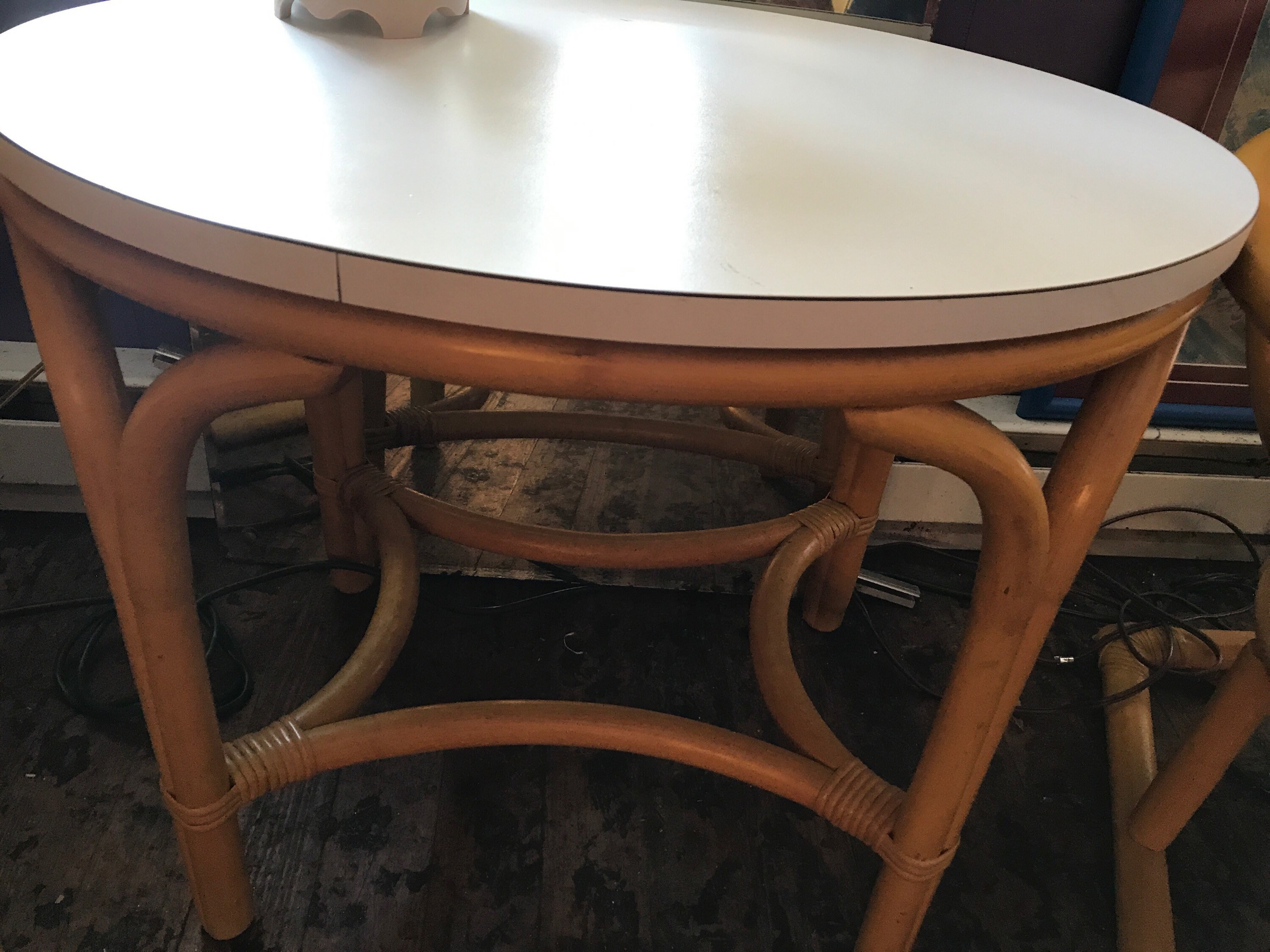 Reserved Vintage Yellow Patio Set. 1970's Wooden Yellow Chairs and