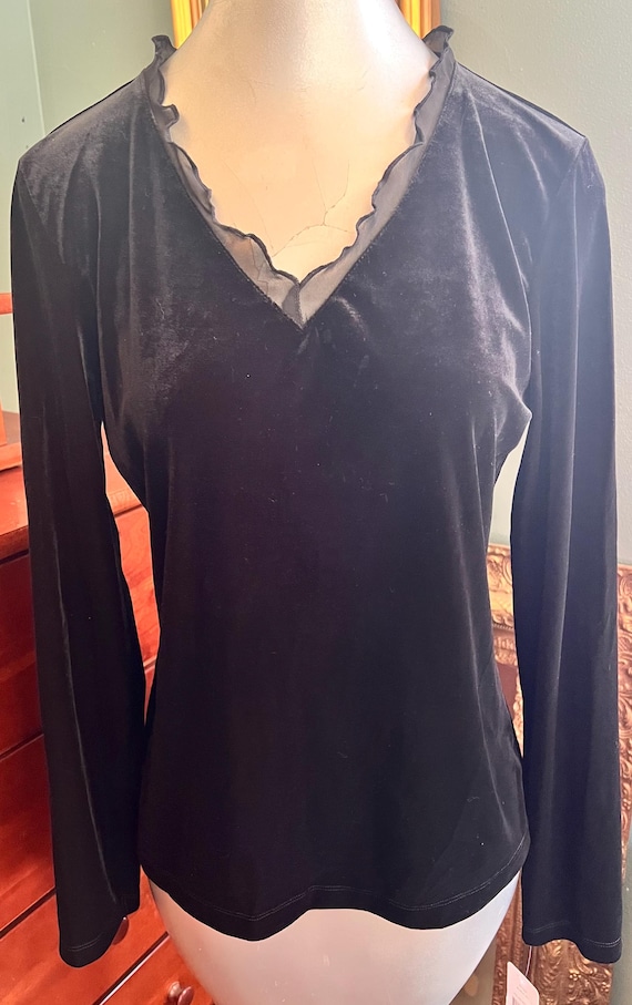Vintage Ralph Lauren Black Velour Shirt, Size Medium