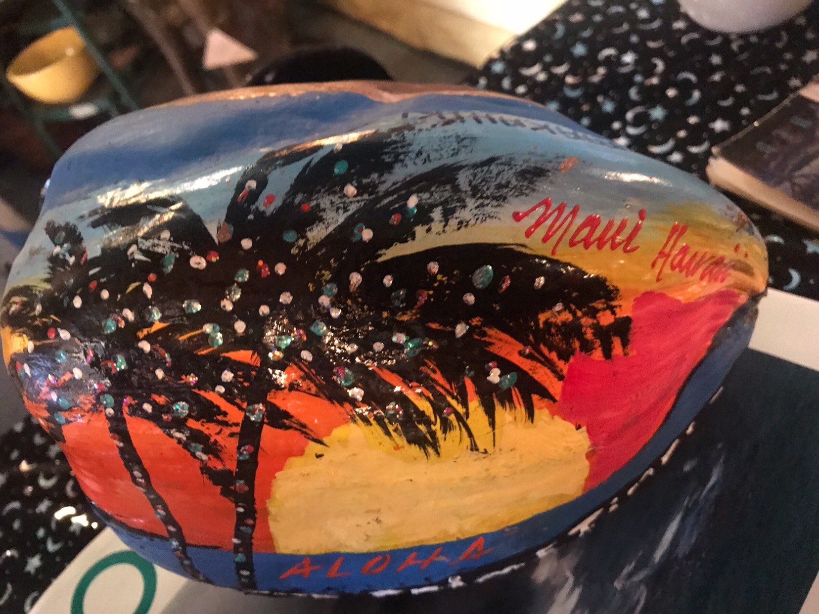Vintage Hawaii Painted Coconut. Hand Painted Coconut. Maui, Hawaii