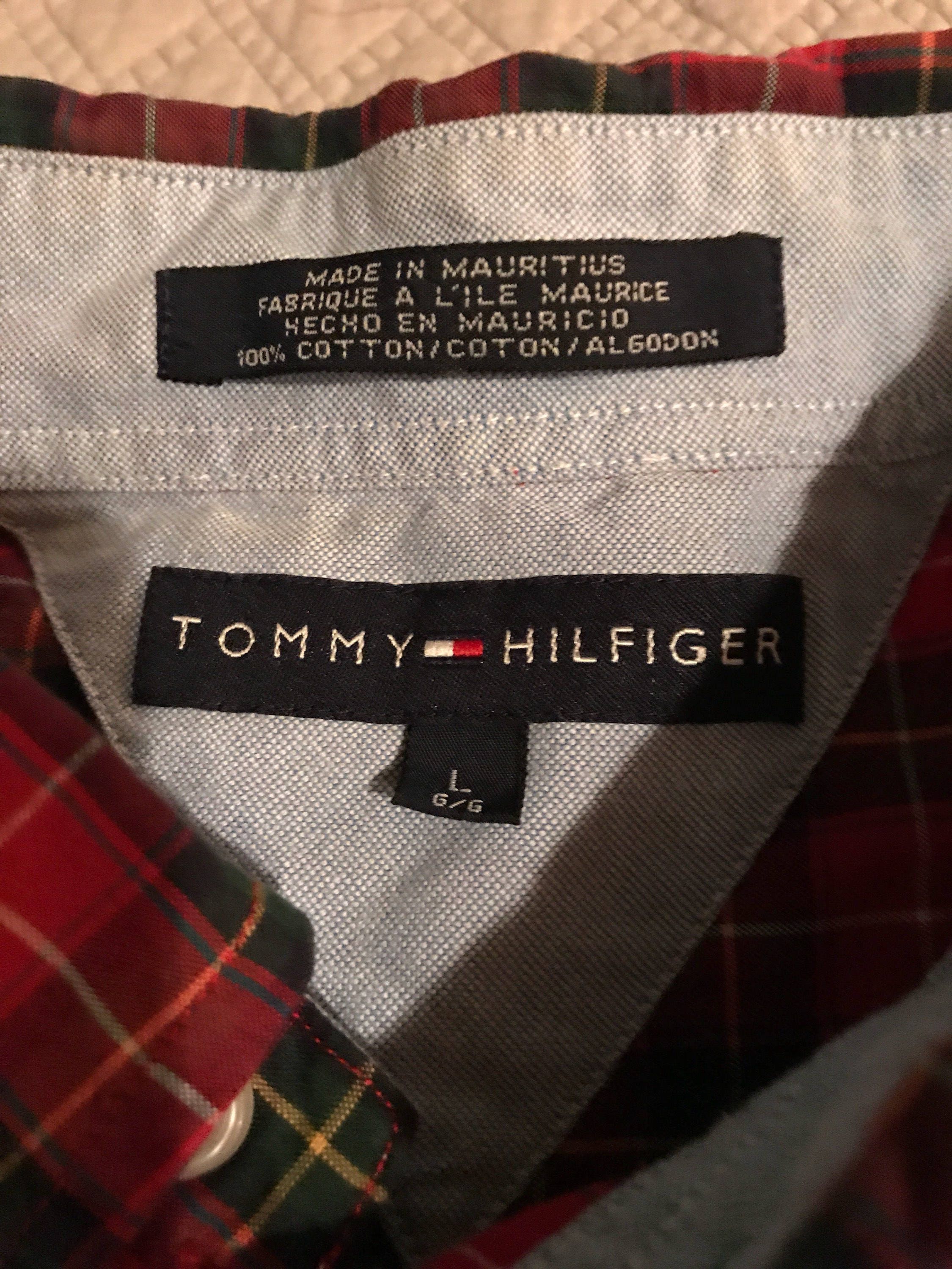 Vintage Tommy Hilfiger Shirt. Red Plaid. Mens Tommy Hilfiger Button ...