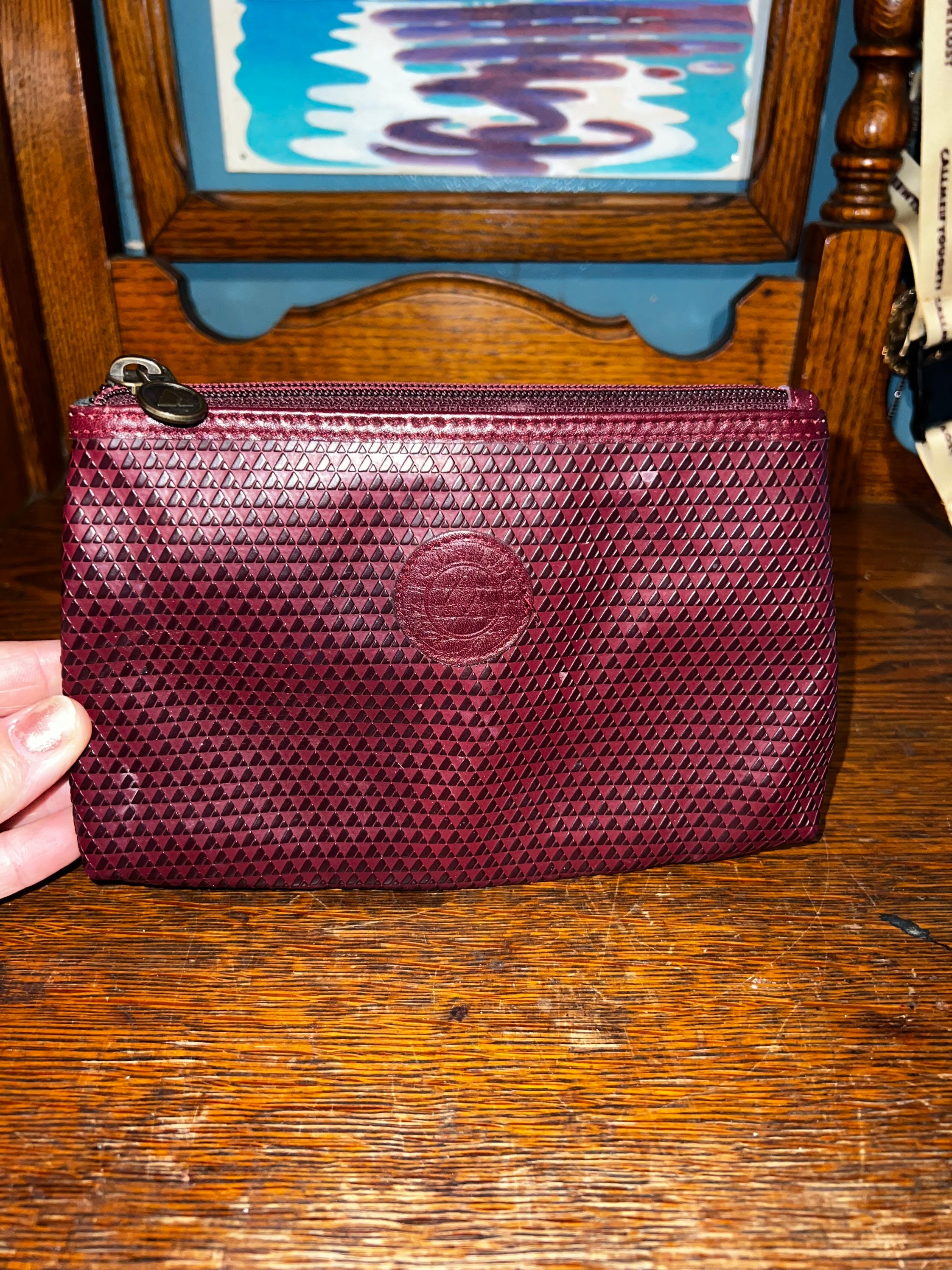 Vintage 80’s Liz Claiborne Bag. Liz Claiborne Triangle. Burgundy Liz  Claiborne Makeup Up. Accessories Bag.