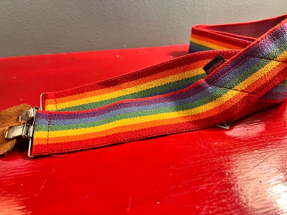 Vintage Striped Suspenders. Rainbow Striped Suspe… - image 4