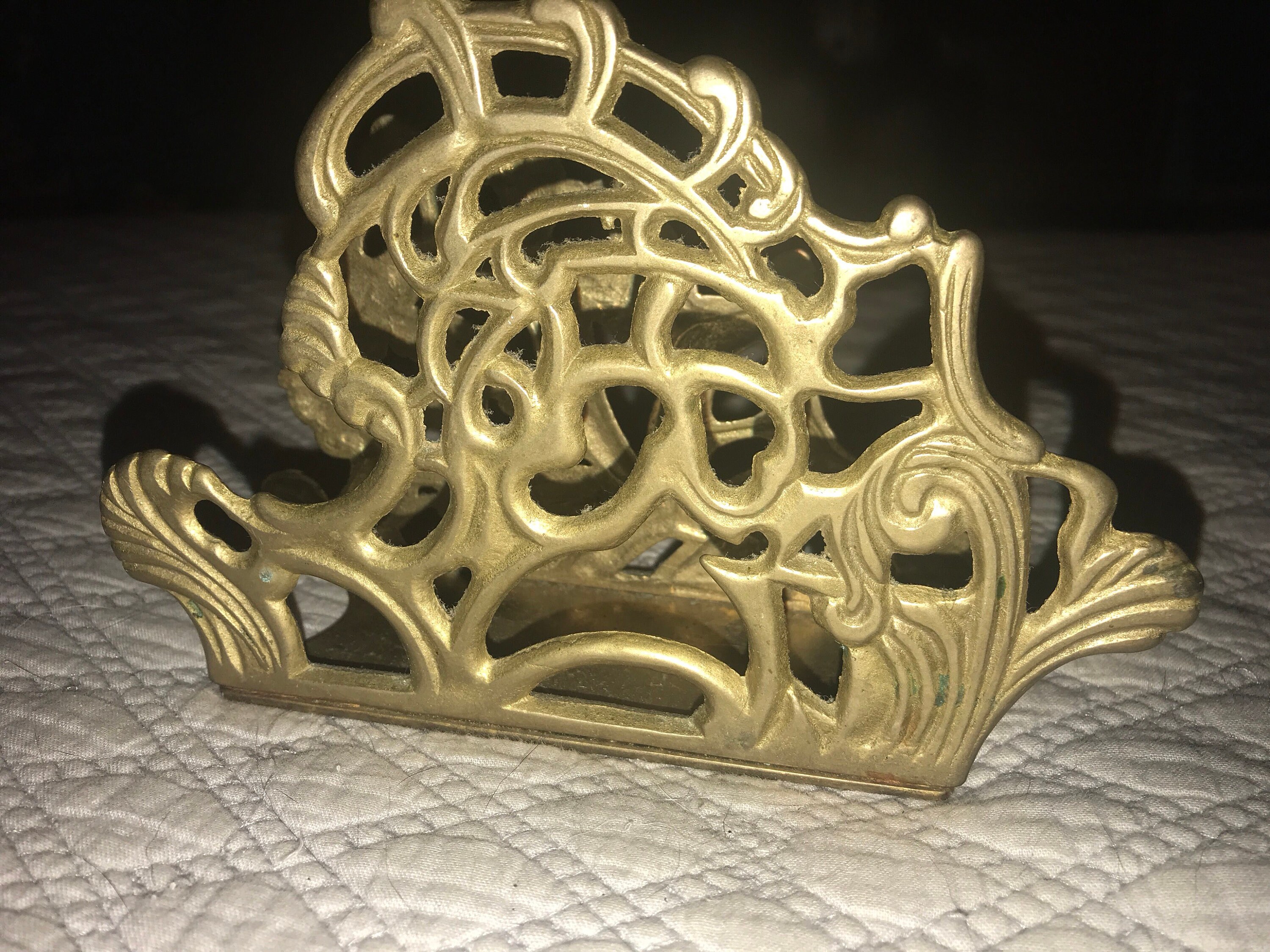 Vintage Brass Napkin Holder. Vintage Brass letter Holder. Intricate