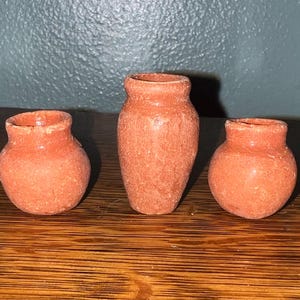 Vintage Doll House Miniature Terra Cotta Flower Pots, Set of Five