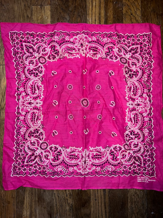 Vintage Pink Bandana. Bright Pink Bandana. Vintage