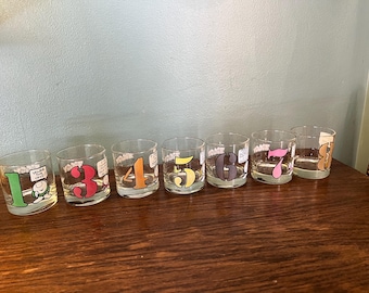 Vintage 1970’s Ziggy Drinking Glass Set of Seven