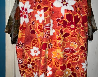 Vintage Hawaiian Shirt. Orange Hawaiian Shirt. Awesome Orange Hawaii Shirt. Shirt To Wear To Your Next Luau, Size Large