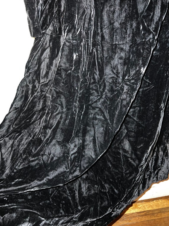 Vintage Black Velvet Dress. Juniors Button Up Vel… - image 6