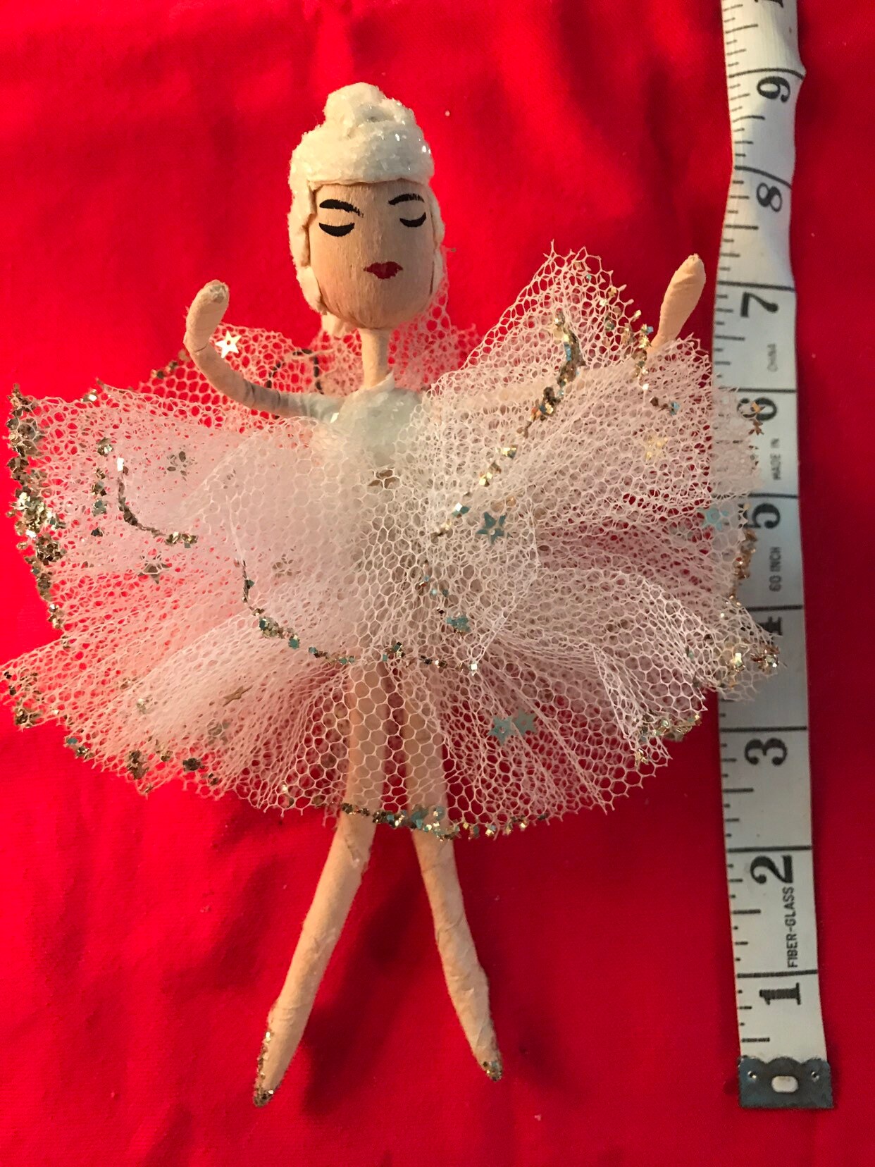 Vintage Handmade Ballerina Christmas Ornament. Vintage Handmade Dancing