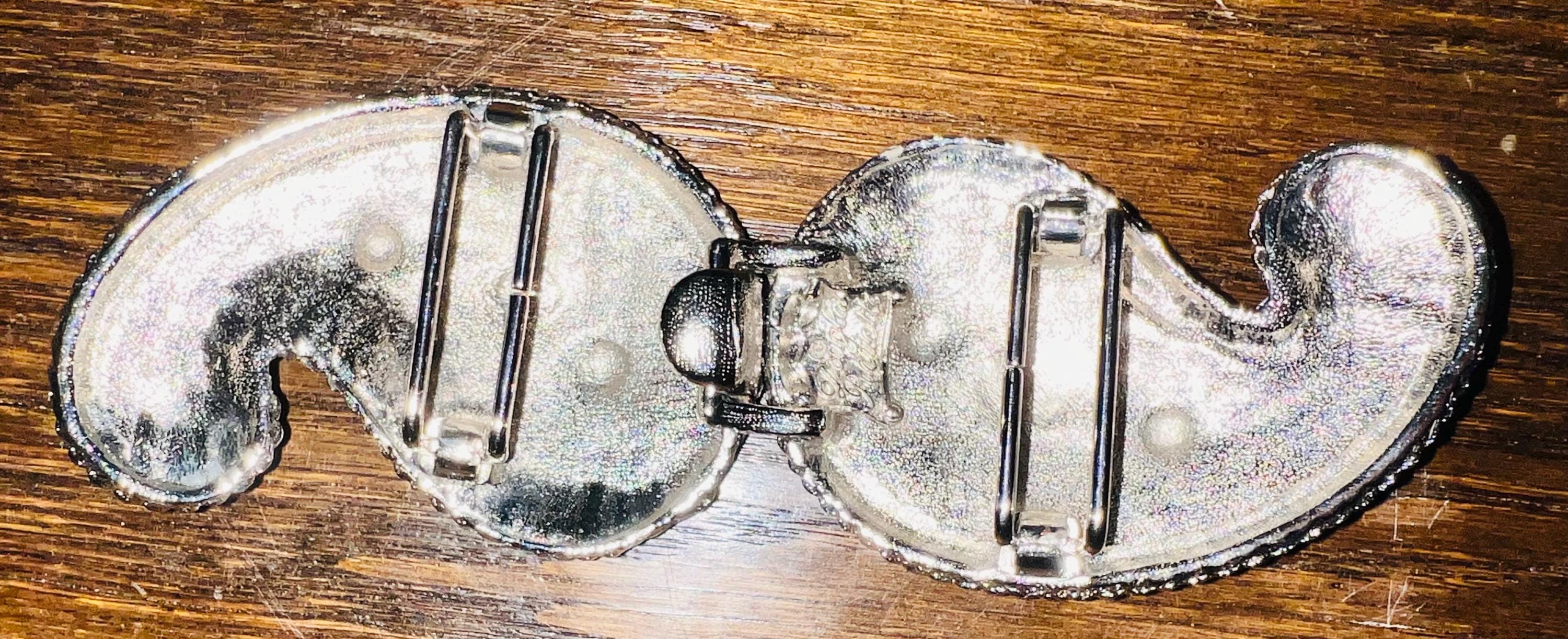 Vintage 80\'s Douglas Paquette Silver Tone Belt Buckle Vintage Douglas Paquette Silver Tone Paisley Belt Buckle - Etsy main image 4