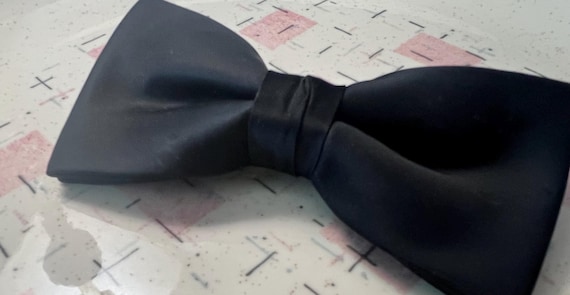 Vintage 1970’s Large Black Satin Bow Tie