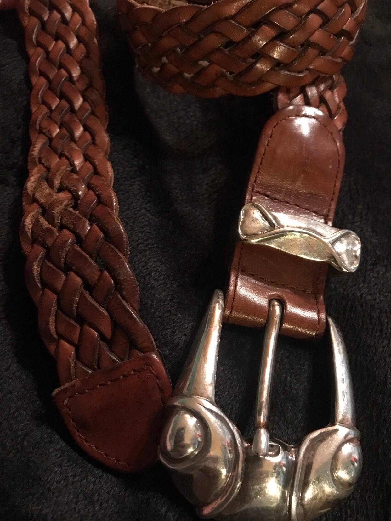 Vintage Braided Leather Belt. Braided Leather Belt. Brown Braided Belt