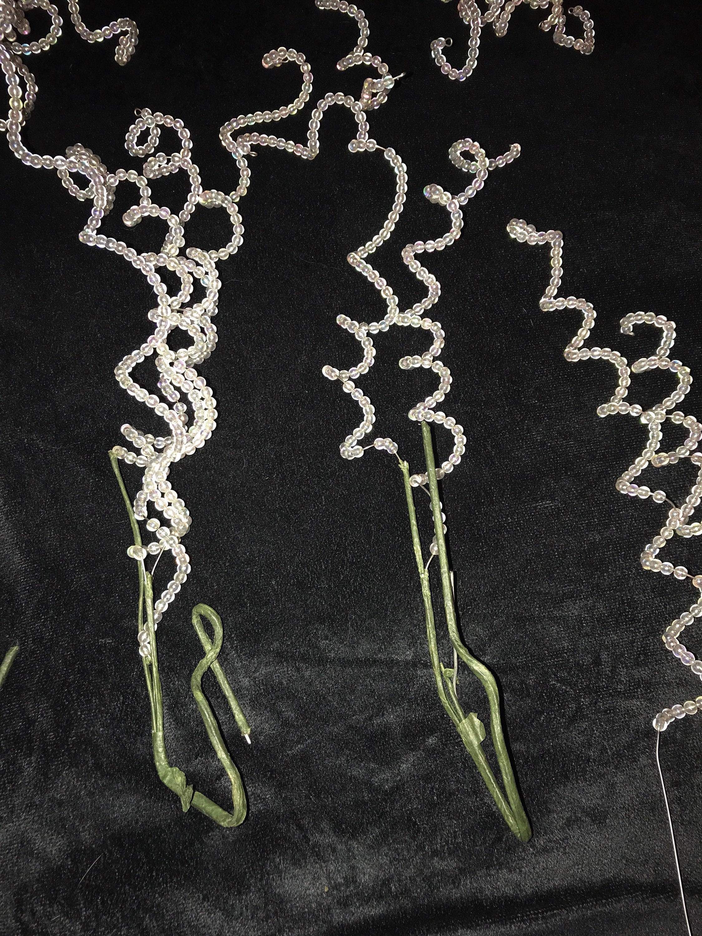 Vintage Beaded Twirly Floral Picks. Bead Floral Picks. Christmas Decor