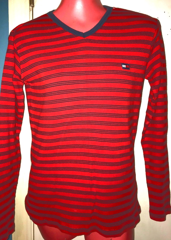 Vintage 90's Red and Blue Striped Women’s Tommy Hilfiger, Size Small