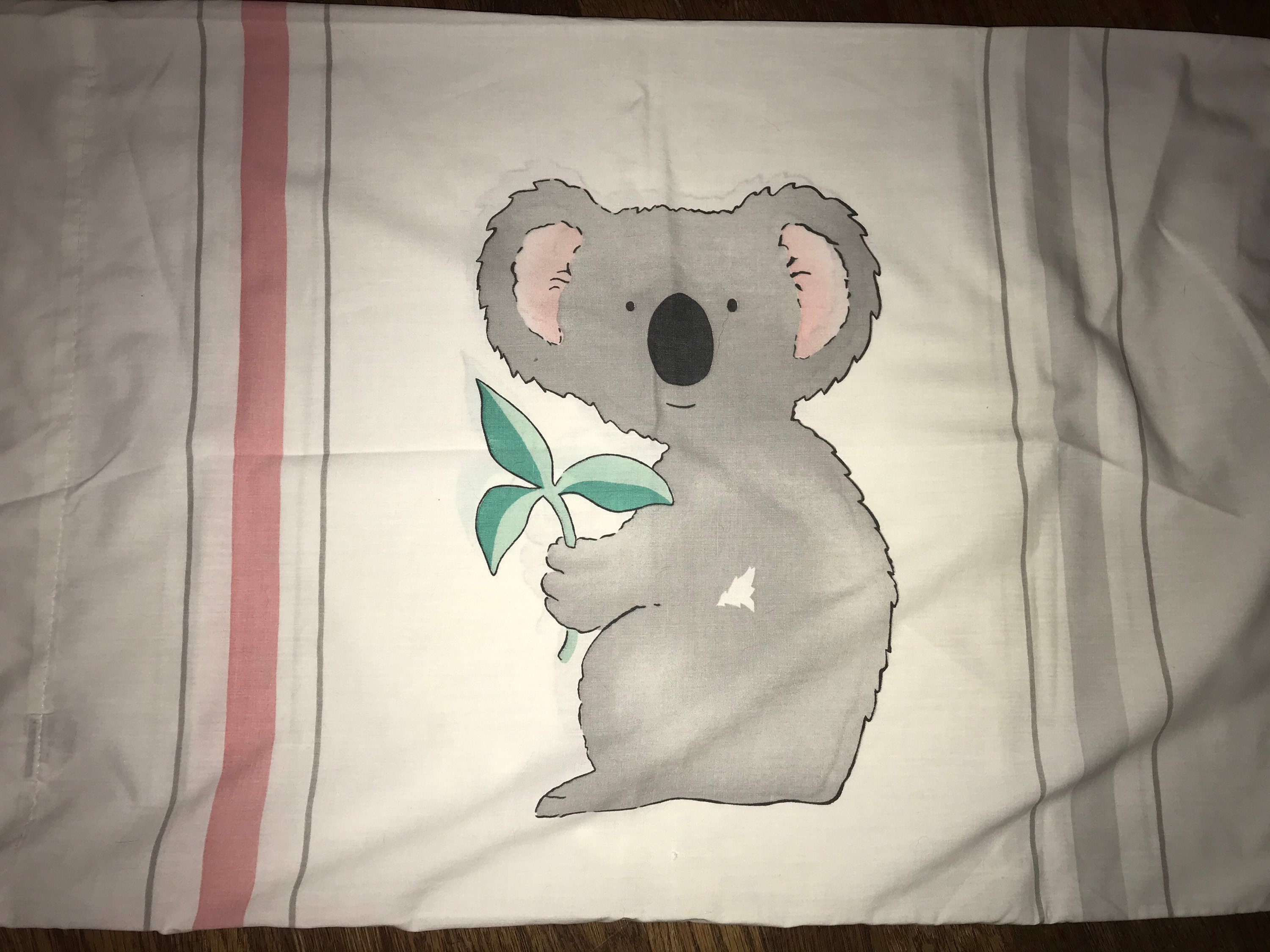Vintage White Koala Bear Sheet. Koala Bear Twin Bed Sheet With