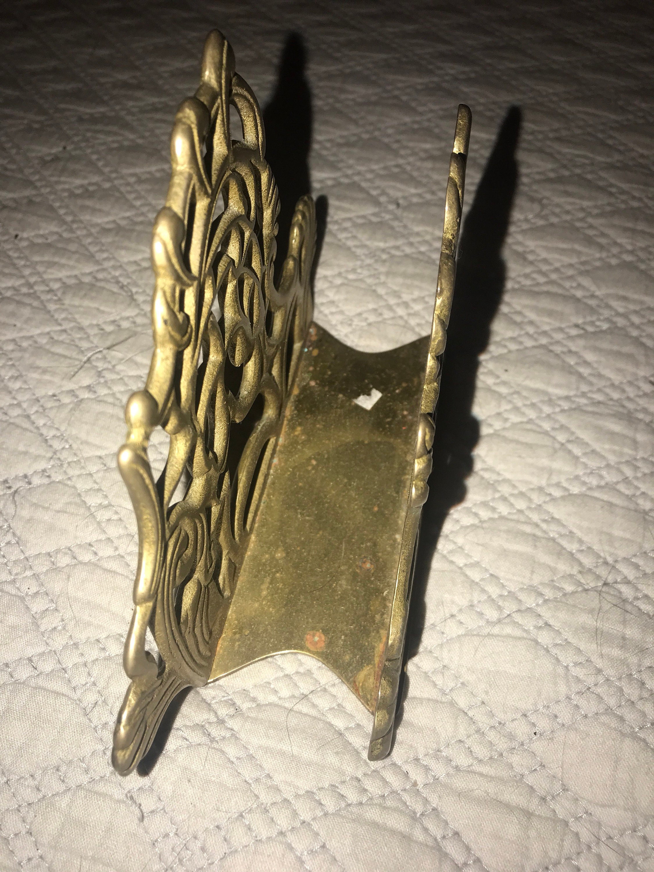 Vintage Brass Napkin Holder. Vintage Brass letter Holder. Intricate