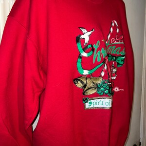 Ugly Christmas Sweatshirt. Christmas Spirit of The Season Sweatshirt. Ugly Christmas Sweatshirt. Vintage Christmas Sweatshirt. Size XL image 3