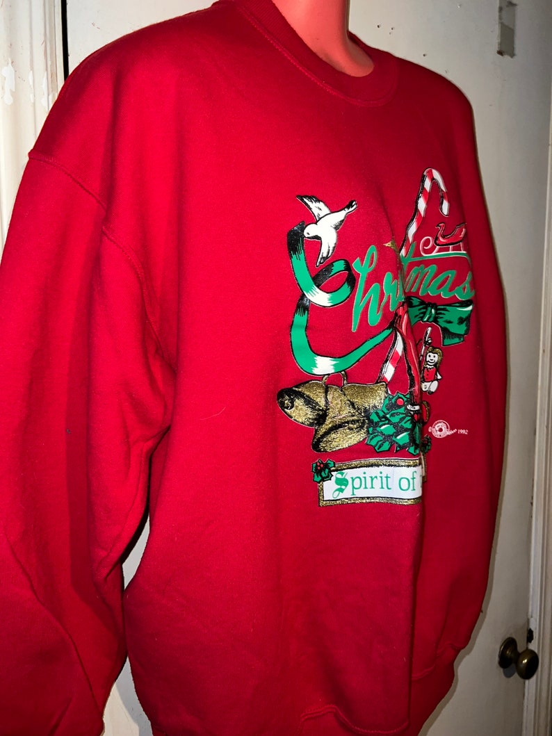 Ugly Christmas Sweatshirt. Christmas Spirit of The Season Sweatshirt. Ugly Christmas Sweatshirt. Vintage Christmas Sweatshirt. Size XL image 3