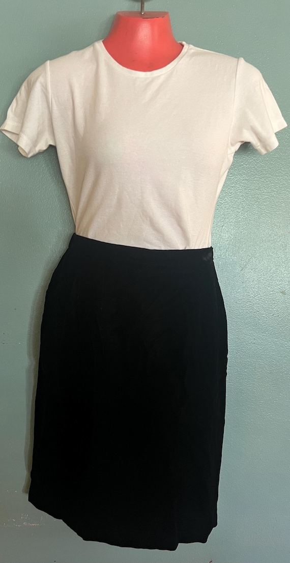 Vintage Talbots Black Velvet Skirt, USA Made, Size 8