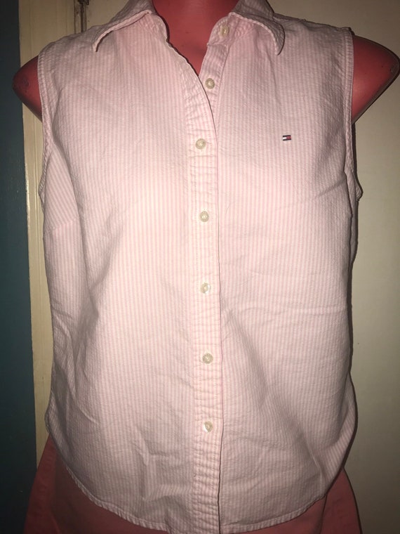 Vintage Tommy Hilfiger Shirt. Pink Striped Womens… - image 2