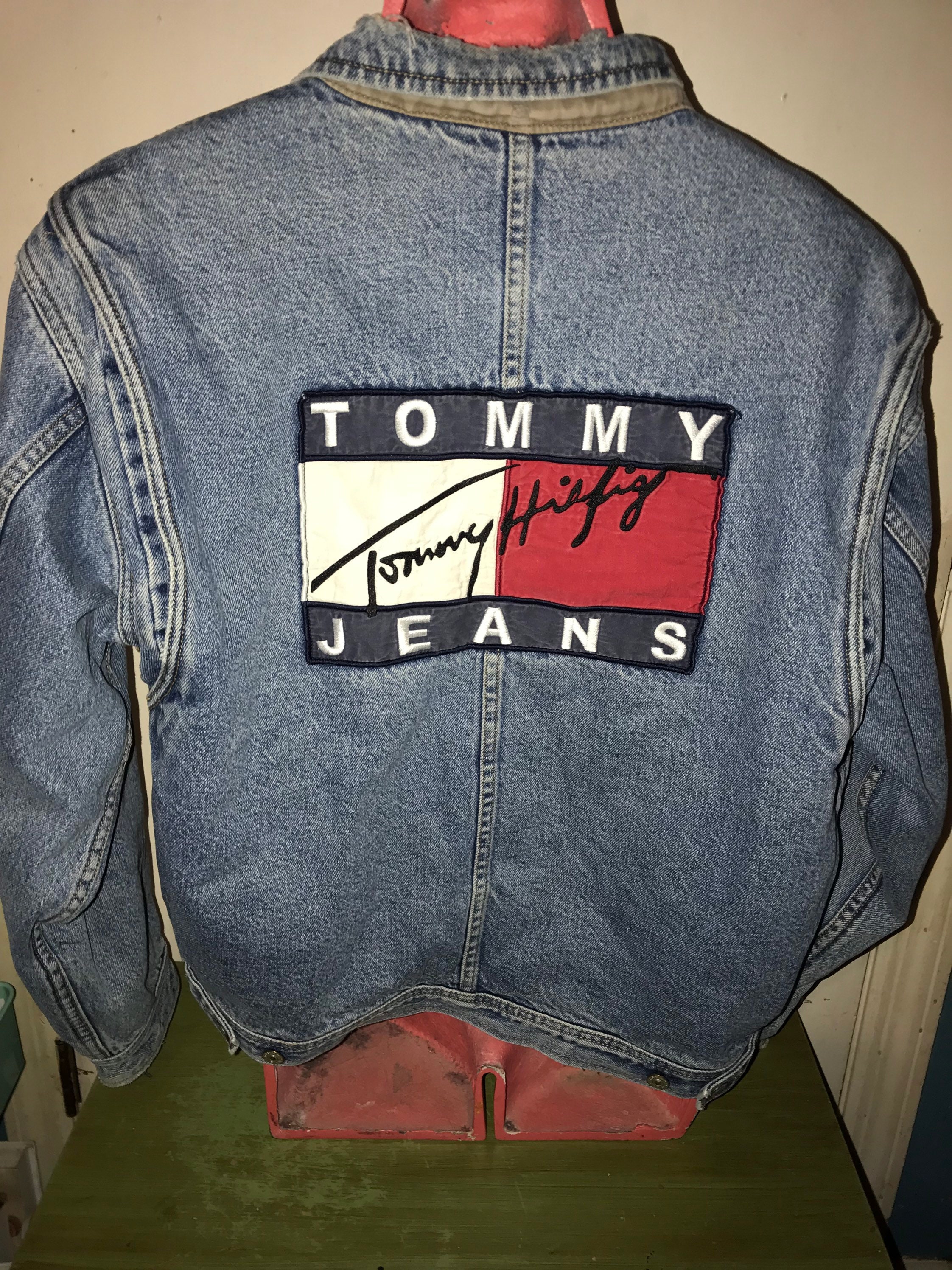 Vintage 90s Tommy Hilfiger Jean Jacket. Rare American Flag - Etsy