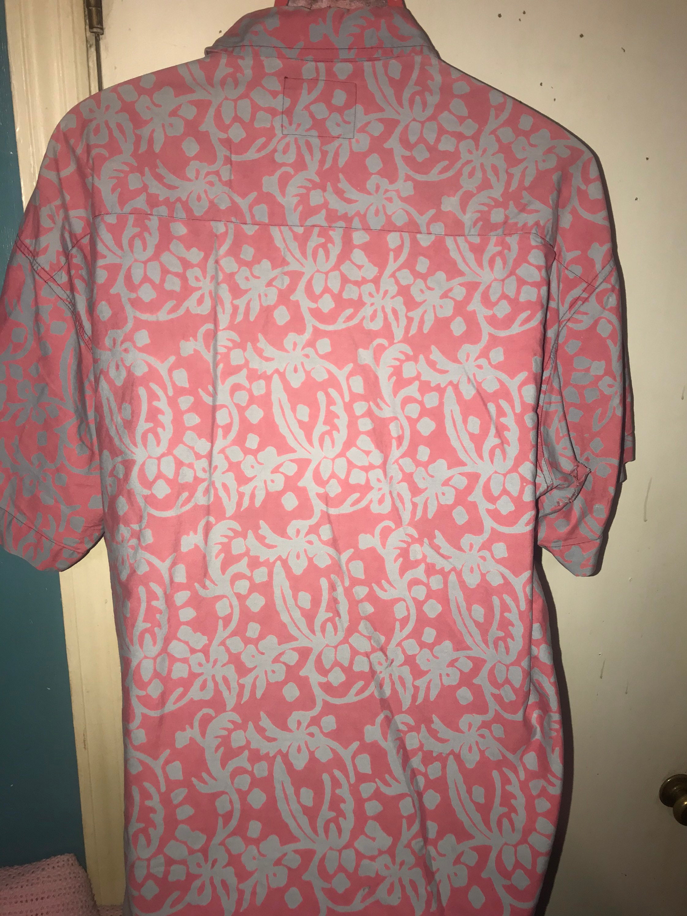 Vintage Pink and Blue Hawaiian Shirt. Men's Hawaiian Shirt. Awesome ...