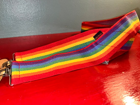 Vintage Striped Suspenders. Rainbow Striped Suspe… - image 3